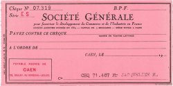 Francs FRANCE regionalismo y varios Caen 1960 DOC.Chèque SC
