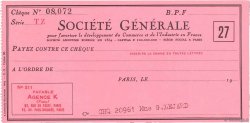 Francs FRANCE Regionalismus und verschiedenen Paris 1960 DOC.Chèque fST