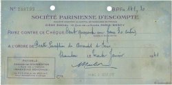 141,30 Francs FRANCE regionalism and miscellaneous Charenton 1941 DOC.Chèque VF