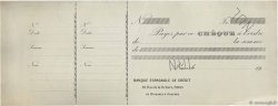 Francs Non émis FRANCE regionalism and various Paris 1900 DOC.Chèque VF
