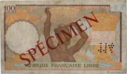 100 Francs Spécimen AFRIQUE ÉQUATORIALE FRANÇAISE Brazzaville 1941 P.08s BC+
