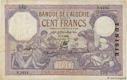 100 Francs TUNISIA  1936 P.10c VF