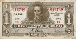 1 Boliviano BOLIVIA  1928 P.128a EBC