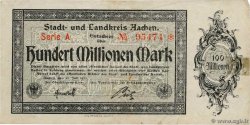100 Millions Mark DEUTSCHLAND Aachen - Aix-La-Chapelle 1923 