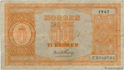 10 Kroner NORVÈGE  1947 P.26e TB