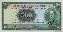 500 Pesos Oro COLOMBIE  1968 P.411a