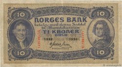 10 Kroner NORVÈGE  1936 P.08c VF