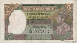 5 Rupees BURMA (VOIR MYANMAR)  1945 P.31 fVZ