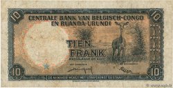 10 Francs BELGIAN CONGO  1958 P.30b VF