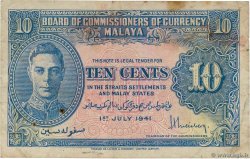 10 Cents MALAYA  1941 P.08 TB