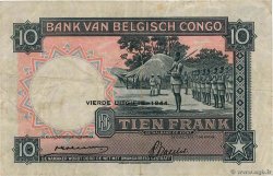 10 Francs BELGA CONGO  1944 P.14D BC+