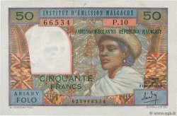50 Francs - 10 Ariary MADAGASCAR  1969 P.061 AU