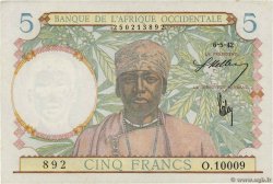 5 Francs FRENCH WEST AFRICA  1942 P.25 AU