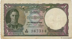 1 Rupee CEYLON  1949 P.034 F+