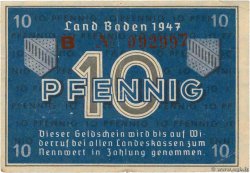 10 Pfennig ALLEMAGNE Baden 1947 PS.1002a TTB