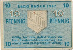 10 Pfennig GERMANY Baden 1947 PS.1002a VF