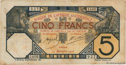 5 Francs DAKAR FRENCH WEST AFRICA Dakar 1922 P.05Bb BC