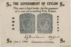 5 Cents CEYLON  1942 P.042a