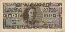 25 Cents CEYLON  1947 P.044b
