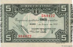 5 Pesetas SPAGNA Bilbao 1937 PS.561h SPL