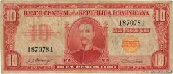 10 Peso Oro RÉPUBLIQUE DOMINICAINE  1962 P.093a TB