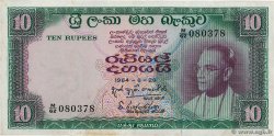 10 Rupees CEYLON  1964 P.064 VF