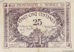 25 Centimes violet MONACO  1920 P.02c VF