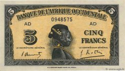5 Francs FRENCH WEST AFRICA  1942 P.28b EBC+