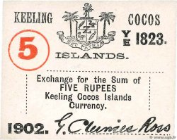5 Rupees ISOLE KEELING COCOS  1902 PS.128 FDC