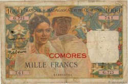 1000 Francs COMORES  1963 P.05b B+