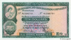 10 Dollars HONG KONG  1978 P.182h pr.NEUF