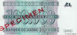 100000 Nouveaux Zaïres Spécimen ZAIRE  1996 P.77As UNC-