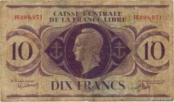 10 Francs AFRIQUE ÉQUATORIALE FRANÇAISE Brazzaville 1944 P.11a VG