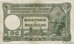 1000 Francs - 200 Belgas BÉLGICA  1933 P.104 MBC