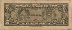 10 Peso Oro RÉPUBLIQUE DOMINICAINE  1962 P.093a MB