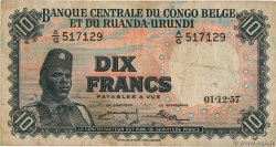 10 Francs CONGO BELGA  1957 P.30b MB