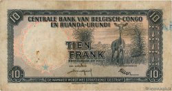 10 Francs BELGA CONGO  1957 P.30b BC