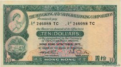10 Dollars HONGKONG  1972 P.182g fVZ