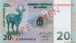 20 Centimes Spécimen DEMOKRATISCHE REPUBLIK KONGO  1997 P.083s