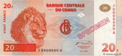 20 Francs Spécimen REPUBBLICA DEMOCRATICA DEL CONGO  1997 P.088s FDC