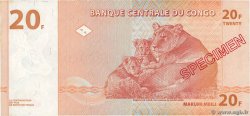 20 Francs Spécimen REPúBLICA DEMOCRáTICA DEL CONGO  1997 P.088s FDC