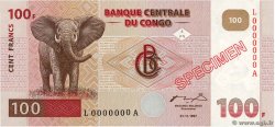 100 Francs Spécimen REPúBLICA DEMOCRáTICA DEL CONGO  1997 P.090s SC+