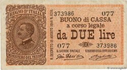 2 Lire ITALY  1914 P.037b VF