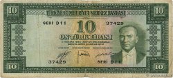 10 Lira TURQUIE  1951 P.156a TB