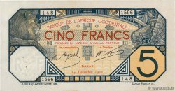 5 Francs DAKAR FRENCH WEST AFRICA Dakar 1922 P.05Bb XF