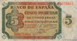 5 Pesetas SPANIEN  1938 P.110a S