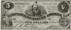 5 Dollars CONFEDERATE STATES OF AMERICA Richmond 1861 P.19c XF