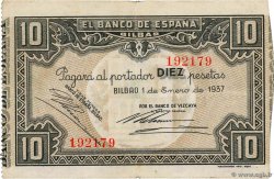 10 Pesetas SPANIEN Bilbao 1937 PS.562f