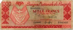 1000 Francs RUANDA  1971 P.10b MB