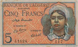 5 Francs ALGERIA  1944 P.094b VF